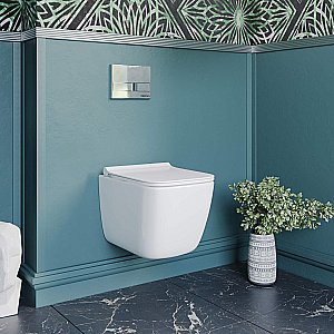 Унитаз подвесной  BERGES QUATTRO S 082149 безободковый, с крышкой микролифт купить в интернет-магазине Sanbest