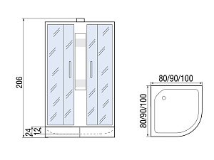 Душевая кабина Мономах С МЗ 24 80x80 без крыши купить в интернет-магазине Sanbest