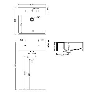Раковина накладная Artceram Quadro 50 QUL002 01 86 белая с декором Cementina купить в интернет-магазине Sanbest