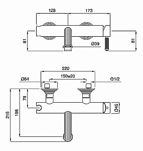 Смеситель для ванны Cezares OLIMP-VM-02-L бронза купить в интернет-магазине сантехники Sanbest