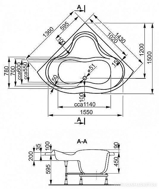 Ванна акриловая Vagnerplast Iris 143x143 купить в интернет-магазине Sanbest