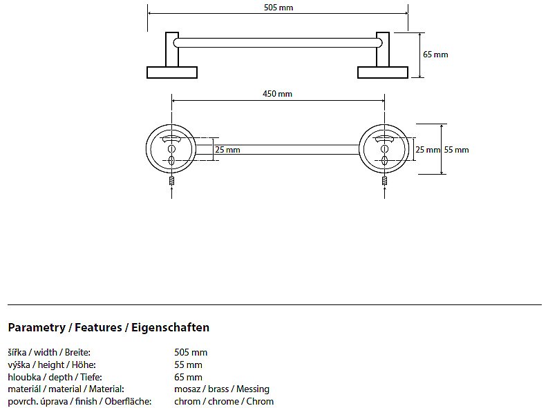 Полотенцедержатель Bemeta Omega 104104022 купить в интернет-магазине сантехники Sanbest