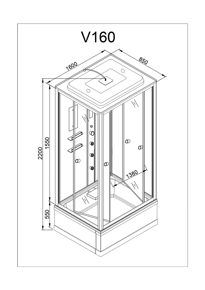 Душевая кабина Deto V160 160х85 купить в интернет-магазине Sanbest