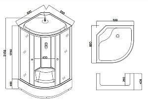 Душевая кабина Taliente TA-8080G 800х80 стекло тонированное купить в интернет-магазине Sanbest