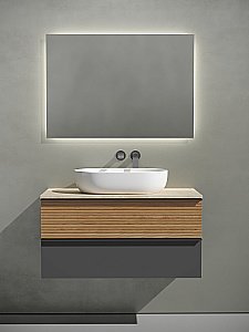 Тумба с раковиной Sancos DELTA 100 со столешницей, дуб красный/графит для ванной в интернет-магазине Sanbest