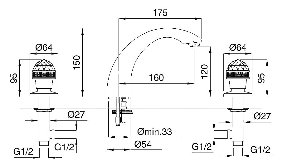 Смеситель для раковины Migliore Axo Crystal 27114 золото купить в интернет-магазине сантехники Sanbest