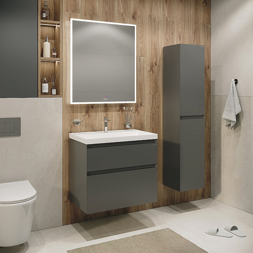 Пенал подвесной Grossman Меркадо 30 303285 графит матовый для ванной в интернет-магазине сантехники Sanbest