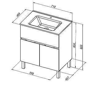 Тумба с раковиной Aquanet Алвита new 303900 70 антрацит для ванной в интернет-магазине Sanbest