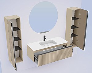 Тумба с раковиной Armadi Art QUATRO 1 100 FUGA с подсветкой, DAPHNE/профиль ANTHRACITE для ванной в интернет-магазине Sanbest