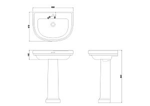 Раковина на пьедестале Burlington Riviera 65 RIV4 1TH RIV6 с 1 отверстием белая купить в интернет-магазине Sanbest