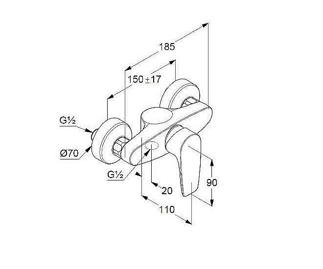 Смеситель для душа Kludi Pure&Solid 348410575 купить в интернет-магазине сантехники Sanbest