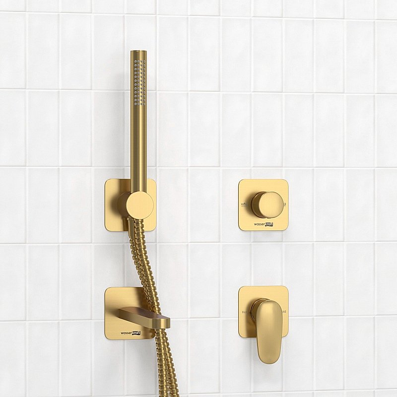 Смеситель для ванны WasserKRAFT Havel SET2855 золото матовое купить в интернет-магазине сантехники Sanbest