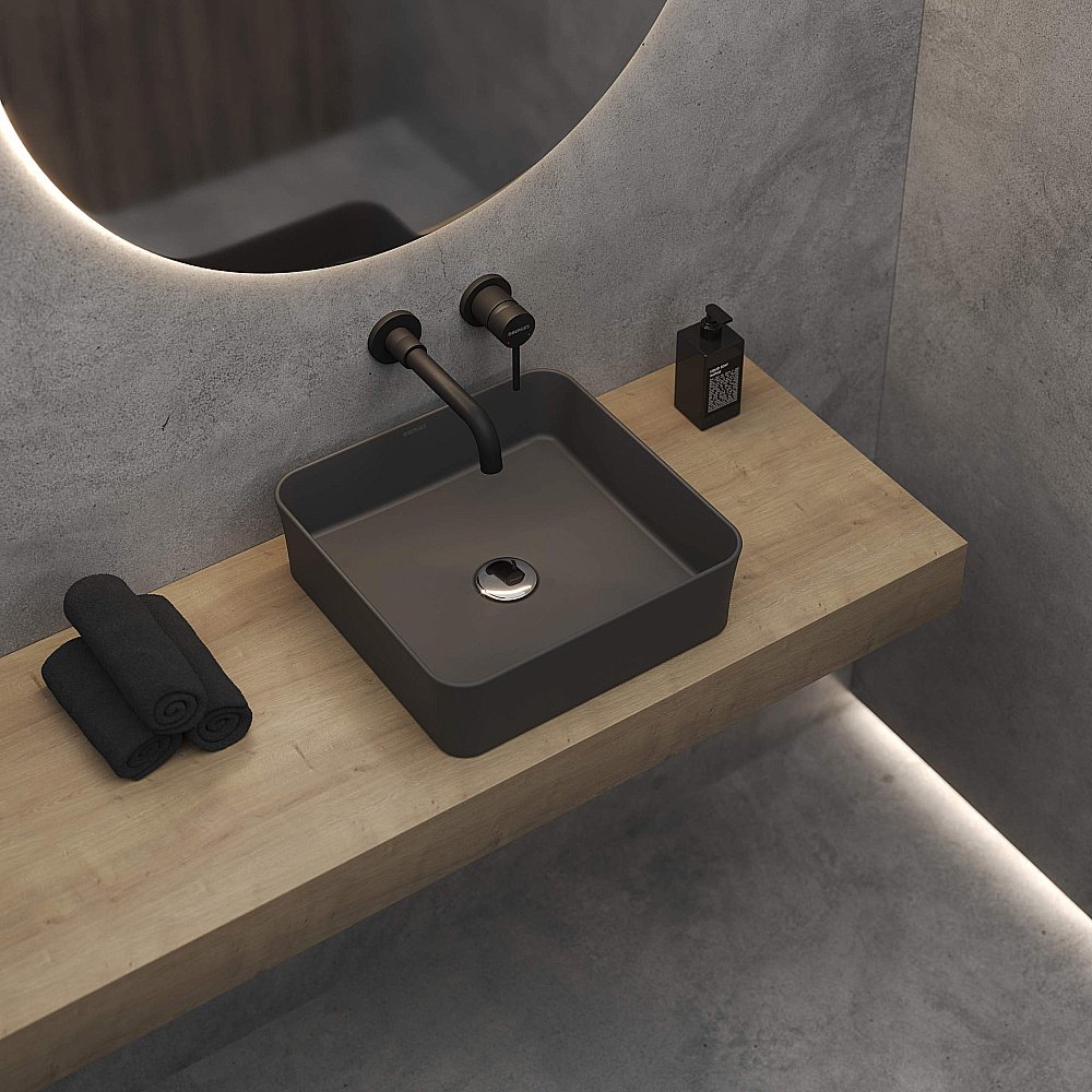 Раковина накладная BERGES Ego SL 181020 38 антрацит матовый купить в интернет-магазине Sanbest