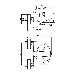 Смеситель для ванны с душем Ideal Standard CeraFlex B1721AA купить в интернет-магазине сантехники Sanbest