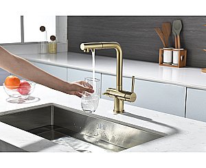 Смеситель для кухни Paulmark Serpentine Se213222-LG светлое золото купить в интернет-магазине сантехники Sanbest