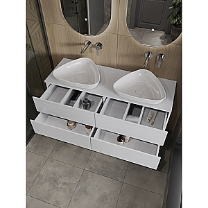 Тумба с раковиной Orange Otto 130 Ot-130TuMDF+B07-500W белая глянцевая для ванной в интернет-магазине Sanbest
