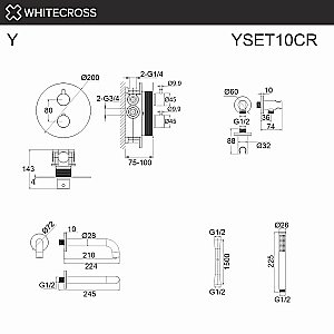 Смеситель для ванны WhiteCross Y YSET10CR хром купить в интернет-магазине сантехники Sanbest