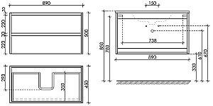 Тумба с раковиной Sancos Libra LB90W белый глянец для ванной в интернет-магазине Sanbest