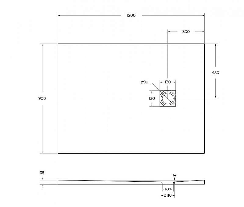 Душевой поддон BelBagno Uno TRAY-MR-UNO-AH-120/90-35-W-BO белый, с сифоном и белой матовой накладкой купить в интернет-магазине Sanbest