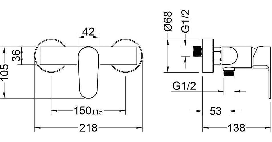 Смеситель для душа Aquatek Оберон AQ1260CR хром купить в интернет-магазине сантехники Sanbest