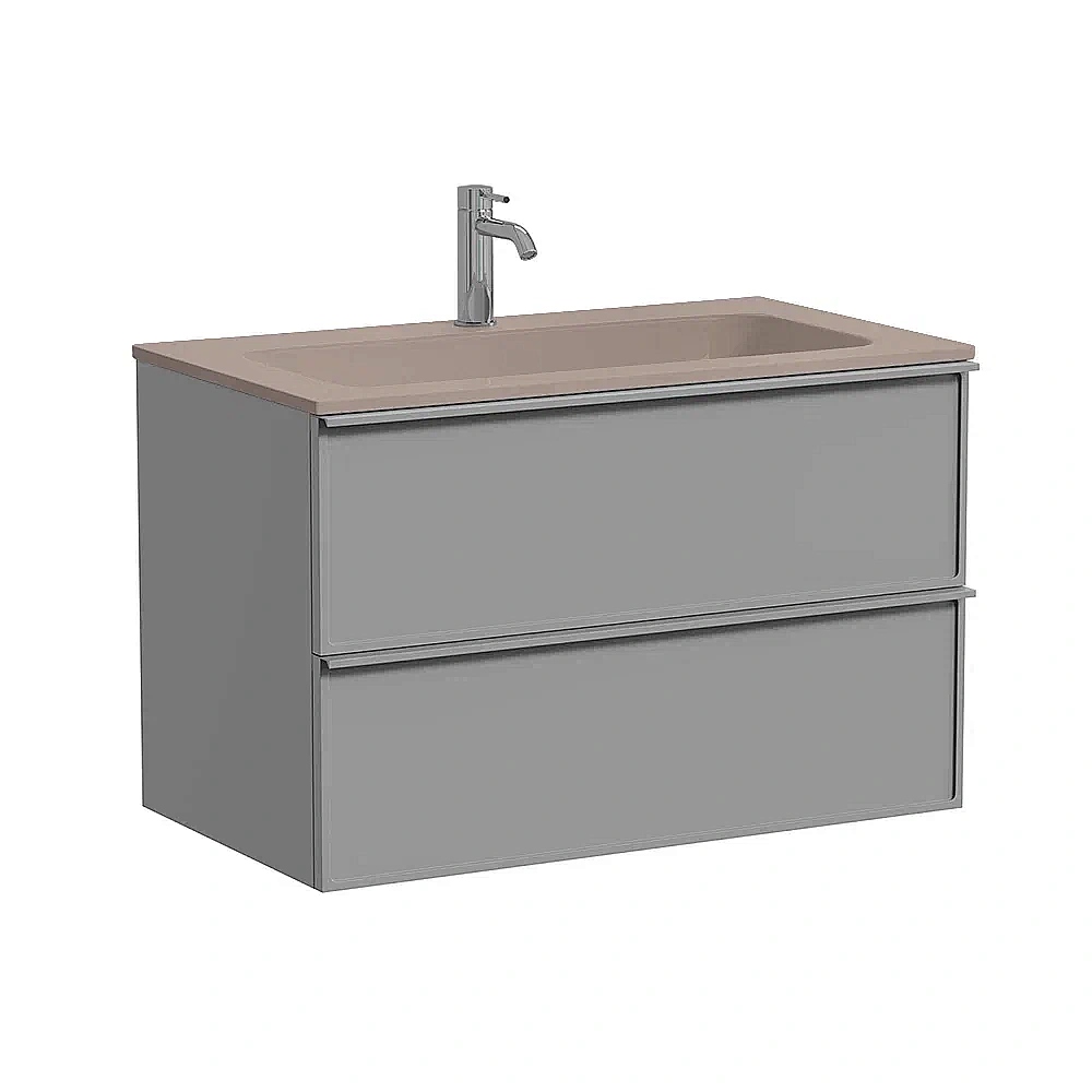 Тумба с раковиной Sancos Velta 80 VL80WG+CN7012MC теплый серый матовая/раковина капучино матовый, с отверстием для ванной в интернет-магазине Sanbest