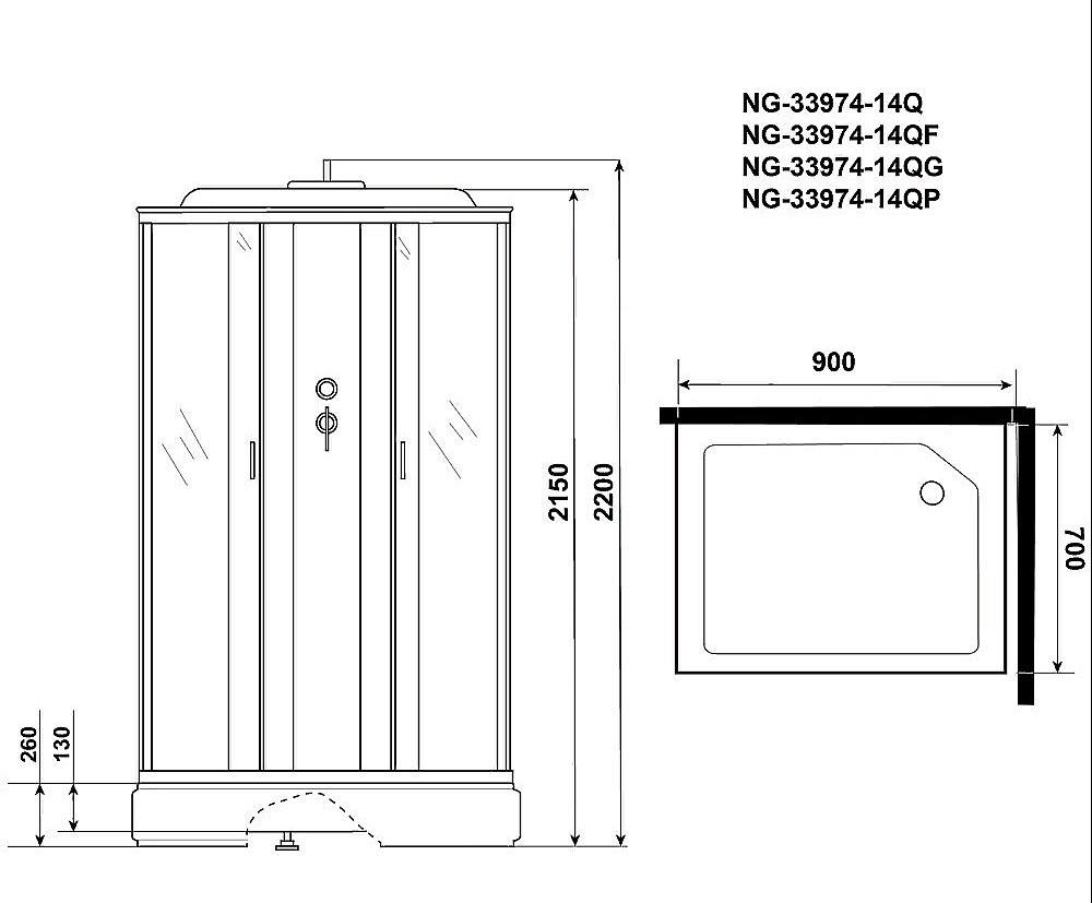 Душевая кабина Niagara Classic NG-33974-14Q 90x70 купить в интернет-магазине Sanbest