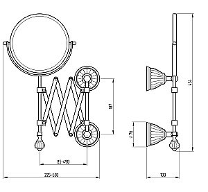 Зеркало косметическое Migliore Olivia ML.OLV-60.619.BI.BR бронза купить в интернет-магазине сантехники Sanbest