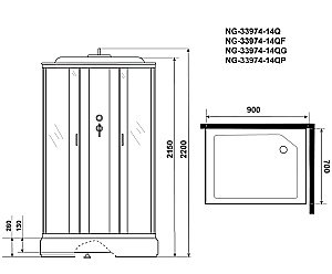 Душевая кабина Niagara Classic NG-33974-14Q 90x70 купить в интернет-магазине Sanbest
