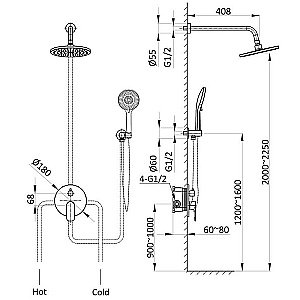 Душевая система Vincea Desire VSFW-1D1BG брашированное золото купить в интернет-магазине сантехники Sanbest