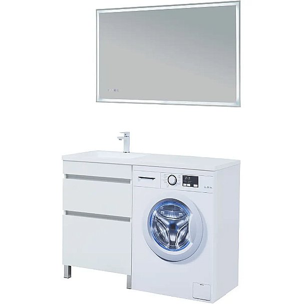 Тумба с раковиной Aquanet Вега 120 329124 белая для ванной в интернет-магазине Sanbest