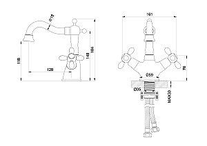 Смеситель для раковины WONZON & WOGHAND RETRO, Глянцевое золото (WW-88139020-PG) купить в интернет-магазине сантехники Sanbest