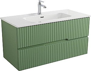 Тумба с раковиной Cezares DUET-N 100 DUET-N-1000-2C-SO-PS-P фисташковый софт для ванной в интернет-магазине Sanbest