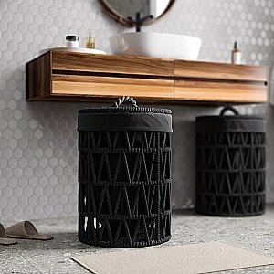 Корзина для белья WasserKRAFT Mosel 460 WB-460-S черный купить в интернет-магазине сантехники Sanbest