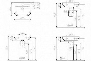 Раковина на полупьедестале Vitra S20 60 белая купить в интернет-магазине Sanbest