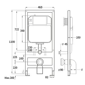 Унитаз с инсталляцией BAMBERG 460+GELBACH 043 MT-BL+BAMBERG BL черный матовый/кнопка черная, безободковый, с крышкой микролифт, слив торнадо купить в интернет-магазине Sanbest