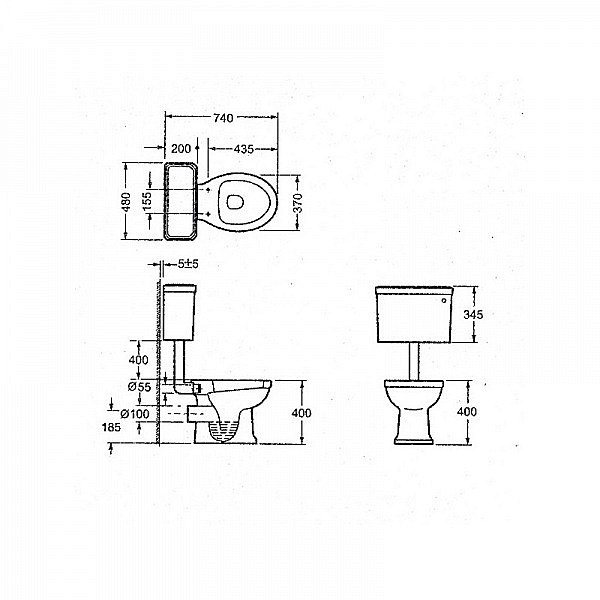 Унитаз Magliezza Retro 7009 белый/бронза, с низким бачком купить в интернет-магазине Sanbest