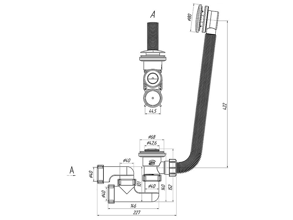 Слив-перелив для ванны Cersanit PRIME  BLACK 64287 черный купить в интернет-магазине сантехники Sanbest