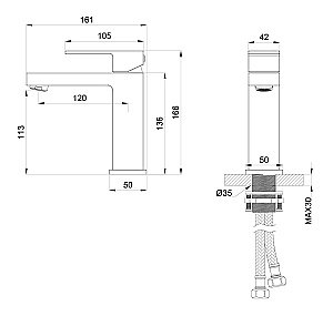 Смеситель для раковины WONZON & WOGHAND CUBE, Брашированное золото (WW-88139016-BG) купить в интернет-магазине сантехники Sanbest