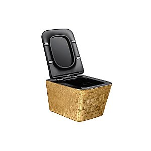 Унитаз подвесной Vincea Q-LINE VT1-12G1B безободковый, с крышкой микролифт, золото/черный купить в интернет-магазине Sanbest