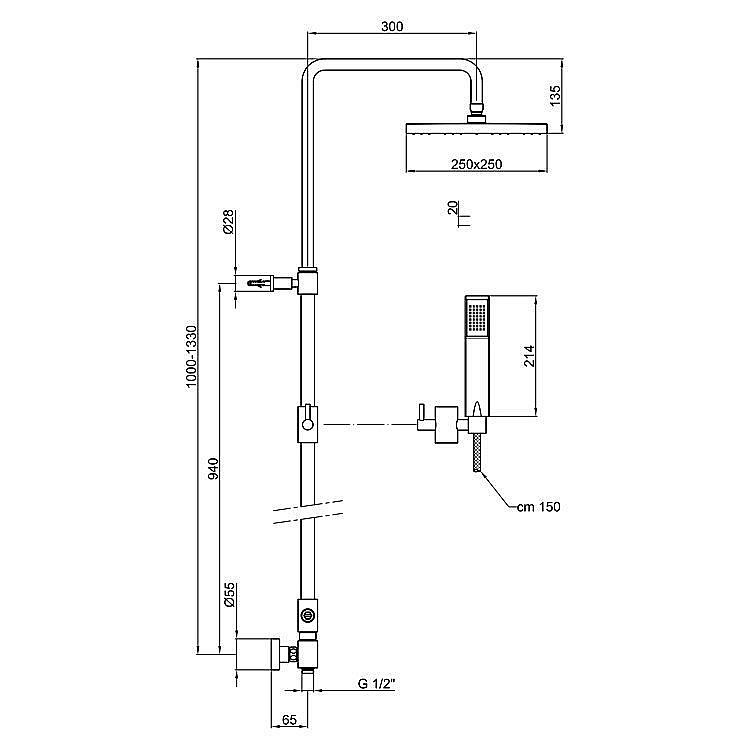 Душевая система Webert Comfort AC0675015METAL купить в интернет-магазине сантехники Sanbest