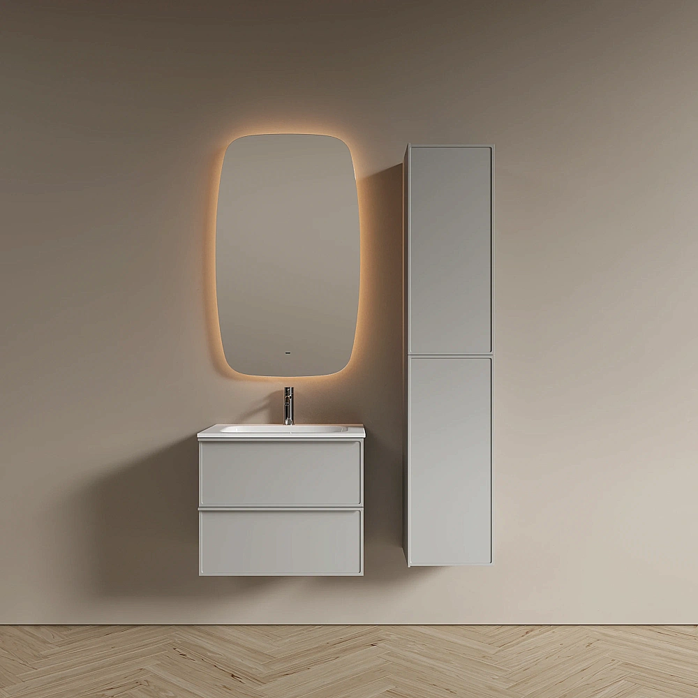 Тумба с раковиной Sancos Velta 60 VL60WG+CN7011 теплый серый матовая/раковина белая, с отверстием для ванной в интернет-магазине Sanbest