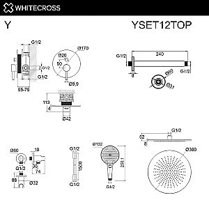 Душевая система WhiteCross Y YSET12TOPGLB золото брашированное купить в интернет-магазине сантехники Sanbest