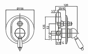 Смеситель для душа Cezares VENEZIA-VDIM-03/24-Bi золото купить в интернет-магазине сантехники Sanbest