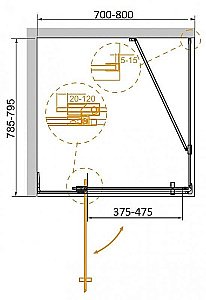 Душевой уголок Cezares Slider 80x80 AH-1-80-70/80-BR-GM стекло бронза/профиль матовая оружейная сталь купить в интернет-магазине Sanbest