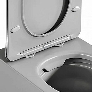 Унитаз подвесной BAS ROUND GREY безободковый, с крышкой микролифт, серый купить в интернет-магазине Sanbest