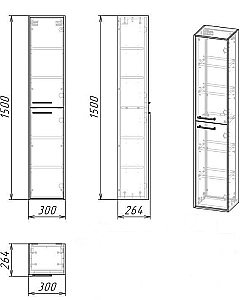 Пенал подвесной Grossman РЕАЛ 30 Веллингтон/бетон для ванной в интернет-магазине сантехники Sanbest