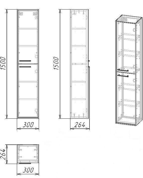 Пенал подвесной Grossman РЕАЛ 30 Веллингтон/бетон для ванной в интернет-магазине сантехники Sanbest