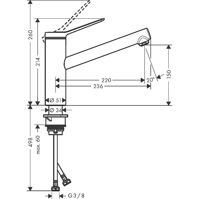 Смеситель для кухни Hansgrohe Zesis M33 74802800 нержавеющая сталь купить в интернет-магазине сантехники Sanbest