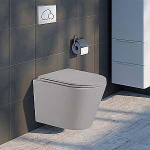 Унитаз подвесной WeltWasser BAMBERG 525+SALZBACH 043 GL-WT+BAMBERG BL белый глянцевый, безободковый, с крышкой микролифт, слив торнадо, с инсталляцией и черной кнопкой купить в интернет-магазине Sanbest