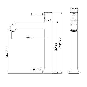 Смеситель для раковины высокий WONZON & WOGHAND TOR, Темный графит (WW-88019073-BGM) купить в интернет-магазине сантехники Sanbest